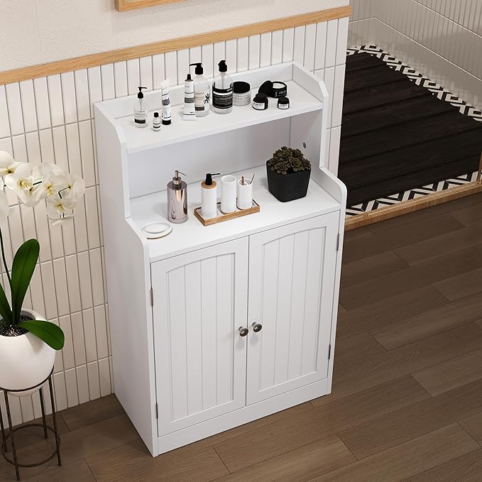 40 Inch Bathroom Storage Cabinet, Freestanding Organizer with 2 Doors, Bath cabinets Floor Standing, Suitable for Dining Room, Kitchen, Living Room, Hallway (White)