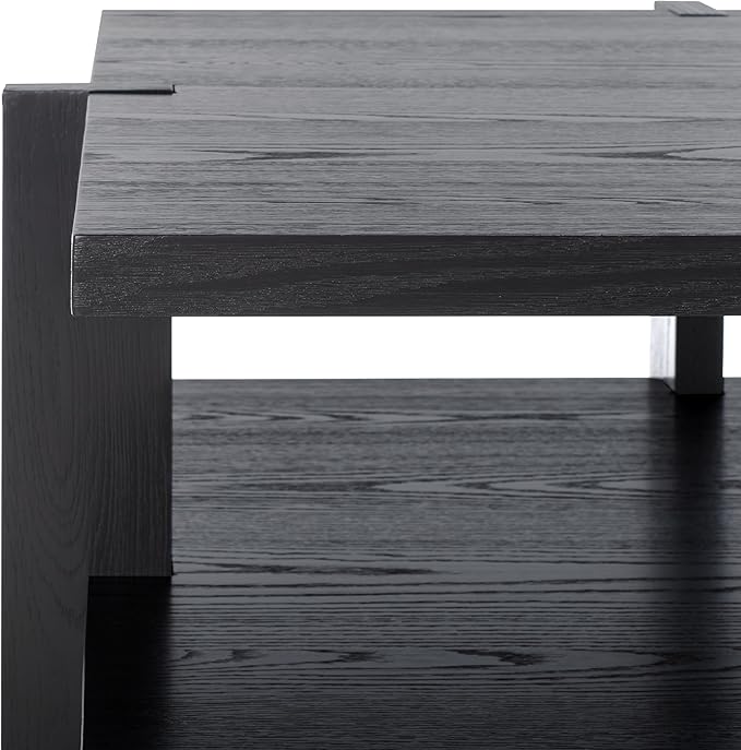 SAFAVIEH Couture Collection Quigley Black 2-Tier Square Coffee Table, Ideal for Living Room, Office, Bedroom