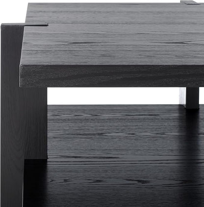 SAFAVIEH Couture Collection Quigley Black 2-Tier Square Coffee Table, Ideal for Living Room, Office, Bedroom