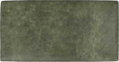 SIMPLIHOME Morrison 49 inch Wide Large Rectangular Ottoman in Moss Green Genuine Leather, Multifunctional Footrest, Coffee Table, and Extra Seating for Living Room, Mid-Century Modern Style