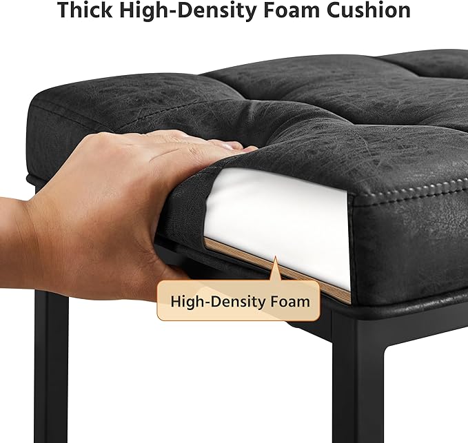 Yaheetech 24" Leather Bar Stools Set of 4, Kitchen Counter Height Bar Chairs Stools, for Kitchen Island, Dining Room, Black
