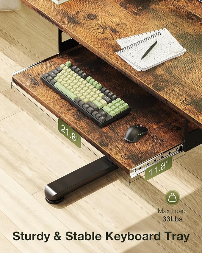 Casaottima Electric Standing Desk with Keyboard Tray, 40 Inch Height Adjustable Small Table, Sit Stand Table, Writing Computer Desk for Home, Office, Workstation, Rustic Brown