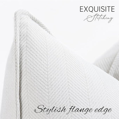 ZWJD Cream Pillow Covers 22x22 Set of 2 Chenille Throw Pillow Covers with Elegant Design Soft and Luxurious Decorative Throw Pillows for Couch, Bed, and Home Decor