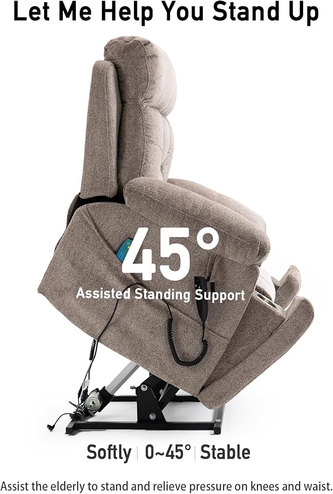26in Extra Large Lazy Boy Recliner Chair for Tall Men Up to 6'2"/350lb Adjustment Power Lift Recliner Chair with Cupholder, Massage Chair Recliner with Lumbar Heating