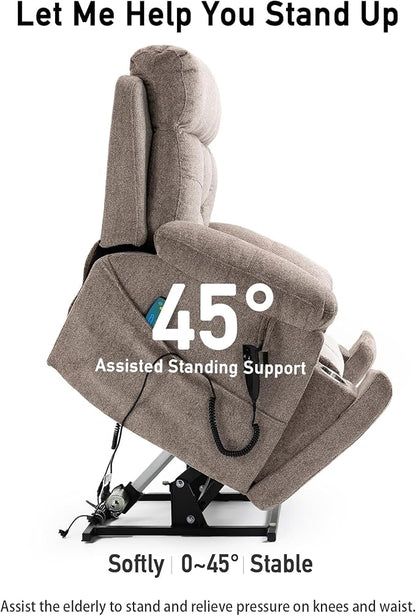 26in Extra Large Lazy Boy Recliner Chair for Tall Men Up to 6'2"/350lb Adjustment Power Lift Recliner Chair with Cupholder, Massage Chair Recliner with Lumbar Heating