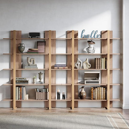 Tribesigns 5-Tier 47 Inches Bookshelf Bookcase, Boho Open Bookshelves Etagere Display Office Shelving Unit, for Living Room, Office & Bedroom, Metal & Wood, Retro Dark Brown