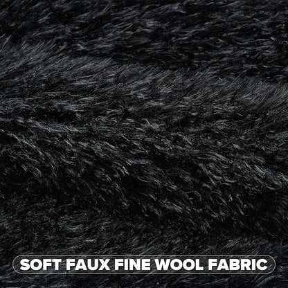 FUTEI Black Decorative Throw Pillow Covers 18x18 Inch Set of 2,Soft Cozy Faux Fine Wool Textured Cushion Case,Modern Home Luxury Decor for Couch Bed Living Room