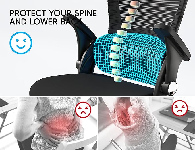 TRALT Office Chair - Ergonomic Office Chair with Back Support, Home Office Desk Chairs, 330lbs Wide Seat Big and Tall Office Chairs, Comfy Desk Chair for Work, Study, Office, Gaming (Black)
