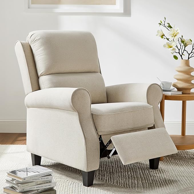 Oversized Recliner Chair for Living Room, Modern Reclining Sofa Home Theater Seating with Upholstered Push Back, Mid-Century Reclining Armchair with Lumbar Support, Bedroom, Reading Nook, Office
