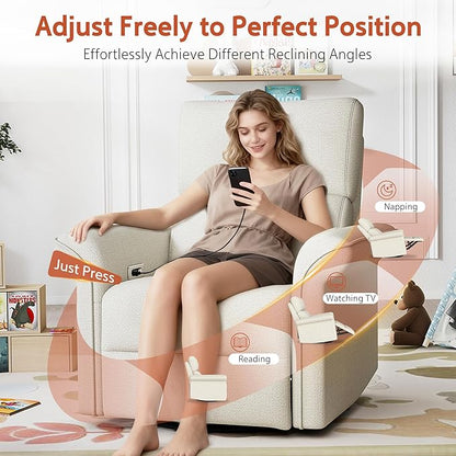 Recliner Chair, 270 Power Swivel Rocker Recliner Chair for Adults, Rocking Glider Recliners for Small Spaces, Glider Nursery Rocking Chairs for Home Theater Living Room Bedroom Nursery