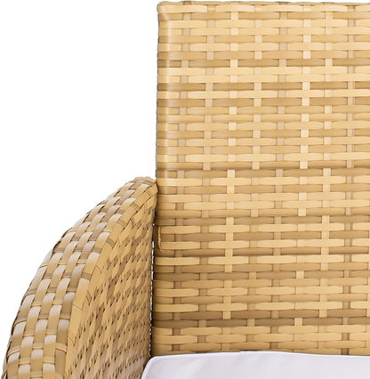 SAFAVIEH Outdoor Collection Bandele Natural/White Cushion 4-Piece Conversation Patio Set PAT7506D