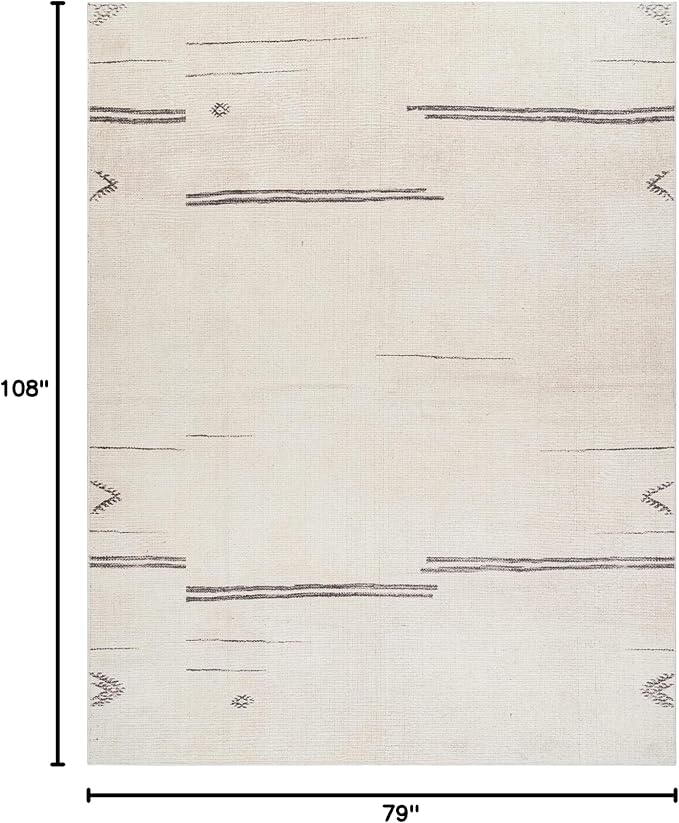 Livabliss x Becki Owens Rivi Moroccan Area Rug , 6'7" x 9', Cream/Charcoal
