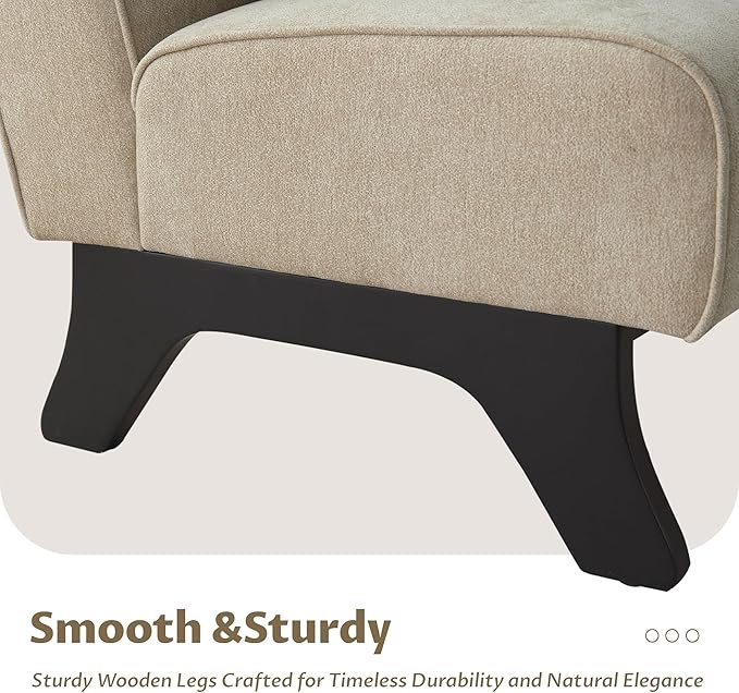 Upholstered Armless Accent Chair,Modern Comfy Living Room Chairs with Wooden Legs& Pillows,Lounge Sofa Side Chair for Bedroom Farmhouse Reading (Brown, 1 PC)
