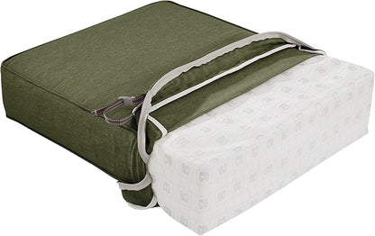 Classic Accessories Montlake Water-Resistant 25 x 25 x 5 Inch Square Outdoor Seat Cushion, Patio Furniture Chair Cushion, Heather Fern Green, Outdoor Cushion Cover