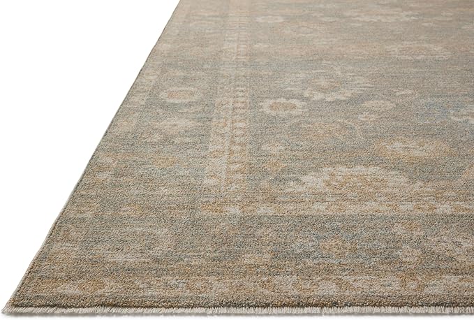 Loloi Chris Loves Julia Louisa Collection LOI-04 Lagoon/Ivory 9'-6" x 9'-6", .38" Pile Height, Round Area Rug