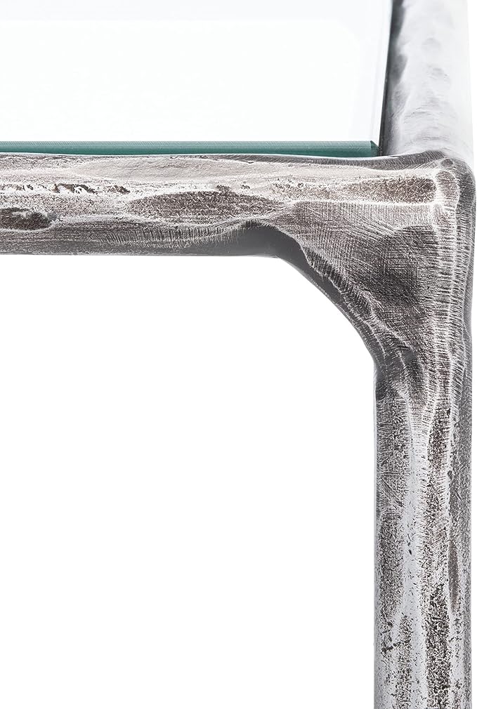SAFAVIEH Couture Home Collection Jessa Silver Metal/Tempered Glass Top Entryway Living Room Rectangle Console Table (Fully Assembled)