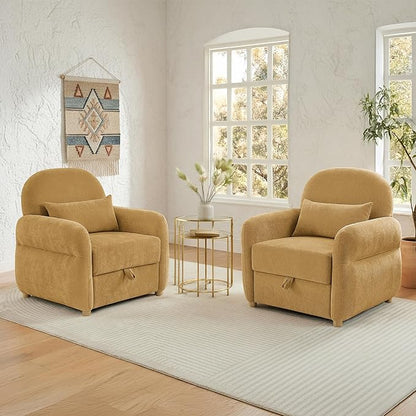 33.5" Mordern Accent Chairs,Reading Chair with Storage,Single Sofa in Chenille Fabric for Living Room, Bedroom and Compact Spaces. (Ginger Yellow)