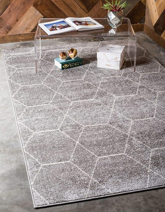 Unique Loom Trellis Frieze Collection Area Rug - Geometric (10' x 14' 1", Light Gray/ Ivory)