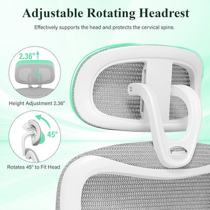 SUNNOW Ergonomic Office Chair, Comfy Mesh Desk Chair, High Back Computer Gaming Chairs with Adjustable Lumbar Support, Flip-Up Arms, Headrest, Tilt Function, Wide Cushion, Swivel Wheel, BIFMA Quality