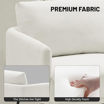 Oversized Accent Chair for Living Room Chairs Reading Arm Chair Comfy Modern Single Sofa Side Chairs with Metal Legs & Soft Cushion for Bedroom, Waiting Room (Polyster Pearl White, Set of 1)