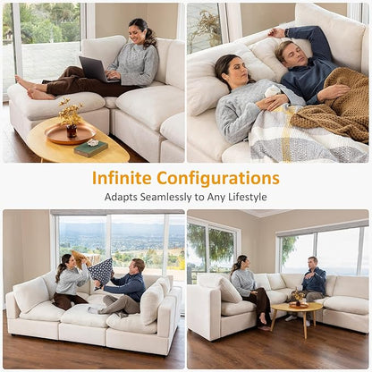 VANOMi Modular Sectional Sofa, Convertible Sofa Couch Modular Sofa with Ottoman, Sectional Sofas for Living Room Small Apartments