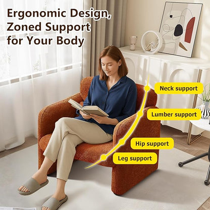 33.9'' Raindrop Velvet Fabric Accent Chair with Arms, Modern Single Sofa Chair Armchair Upholstered Comfy Reading Arm Chair for Bedroom, Living Room