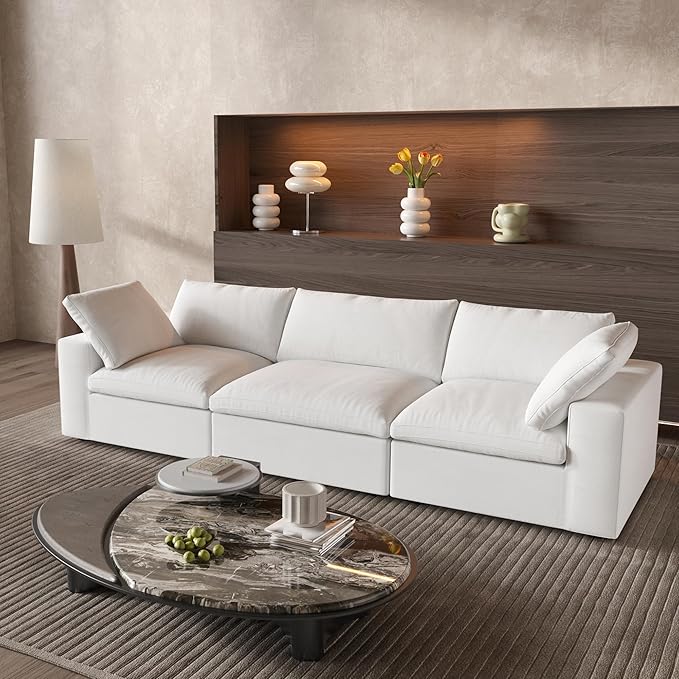 WJShome Cloud Modular Sectional Sofa Couch,Oversized Down Filled 3-Seater Minimalist Sofa,118.02inch Convertible Couch Deep Seat for Modern Living Room, Cover Removable & Washable