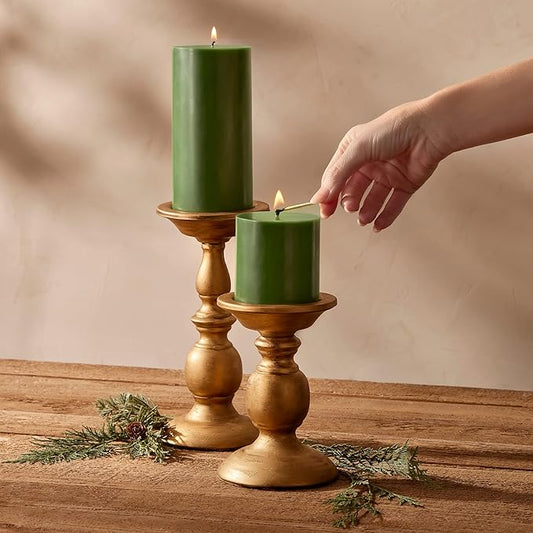 Thymes Frasier Fir Scented Candles for Home Decor - Green Pillar Candles for Women & Men - Place on Candle Holder - Luxury Home Fragrance Gifts - Large (3" x 6" Pillar)