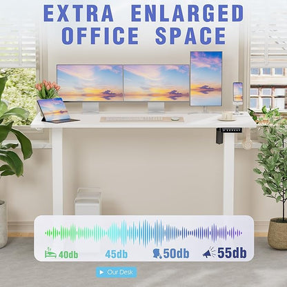 Homall Height Adjustable Electric Standing Desk, Memory Stand up Desk with Headphone Hook, Home Office Desks with Splice Board