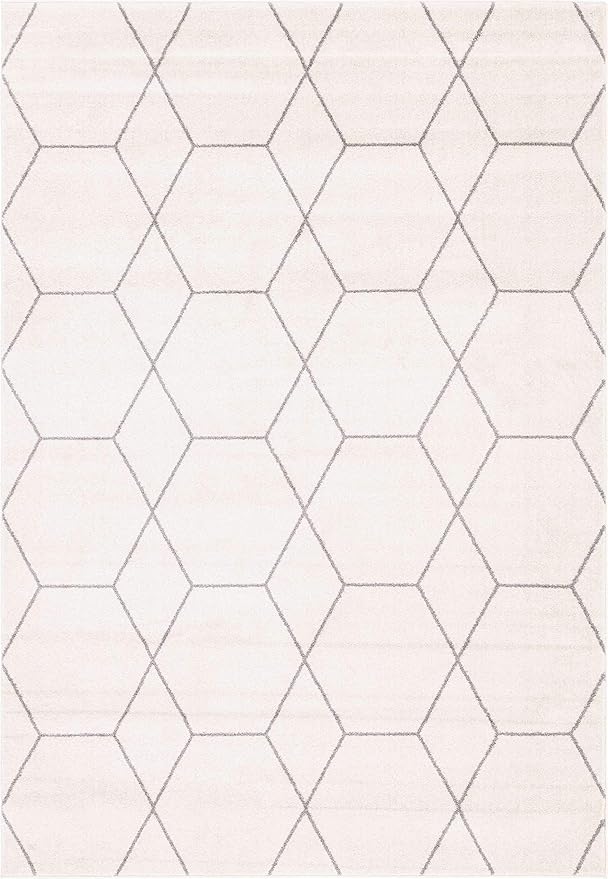 Unique Loom Trellis Frieze Collection Area Rug - Geometric (7' 1" x 10', Ivory/ Gray)
