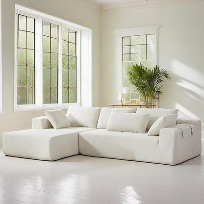 108" Modular Sectional Couch Sofa with L-Shape Chaise, Modern Cloud Comfy Sofa with Deep Seat, Upholstered Couches for Living Room Bedroom, No Assembly Required (Beige Left Facing Chaise)