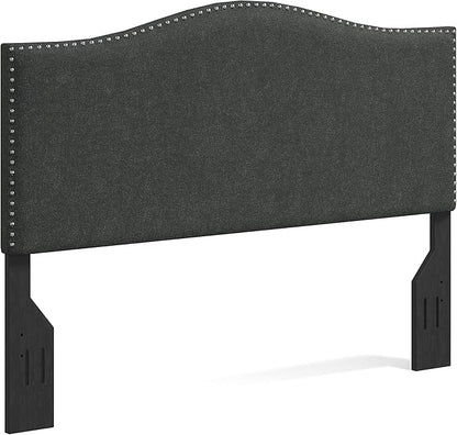 Glenwillow Home Kameli Nailhead-Trim Camelback Upholstered Headboard, Gray, Full/Queen