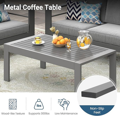 Wisteria Lane 7-Piece Outdoor Patio Furniture Set, Outdoor Sectional Furniture with Upgraded Cushions, Outdoor Conversation Seating Set for Balcony, Garden, Deck, Backyard, Grey