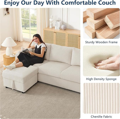 Small Storage Ottoman Sqare Footrest Bench Stool for Apartment,Bedroom,Living Room,Bonus Room and Compact Spaces. (Beige, Ottoman)