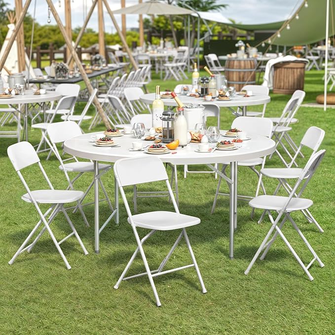 Magshion Plastic Folding Chairs 10 Pack White Foldable Dinning Chairs for Wedding Parties Event Outdoor Indoor Lightweight Chair 330lbs Capacity