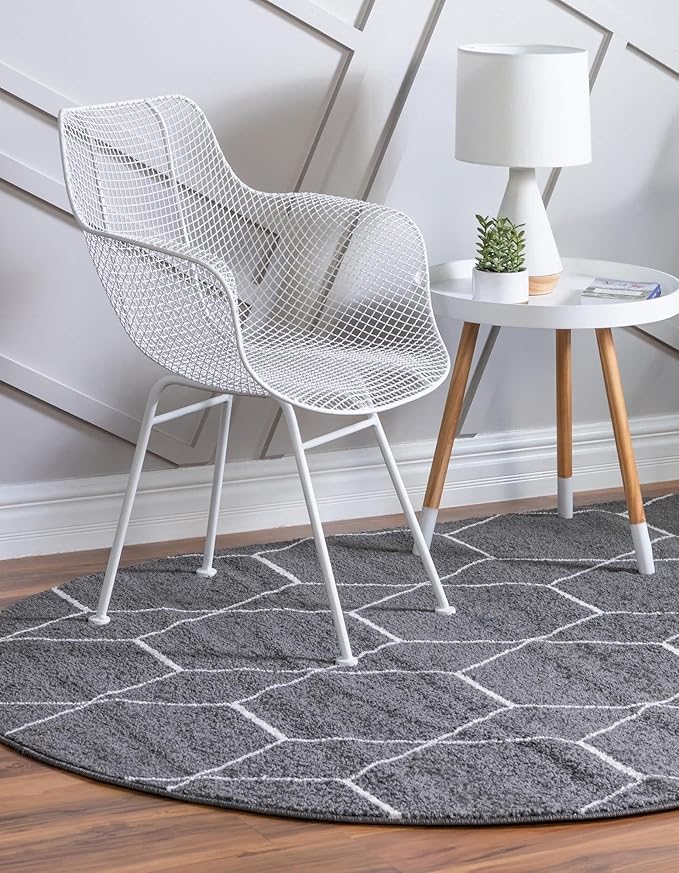 Unique Loom Trellis Frieze Collection Area Rug - Geometric (3' x 5' Oval, Dark Gray/ Ivory)