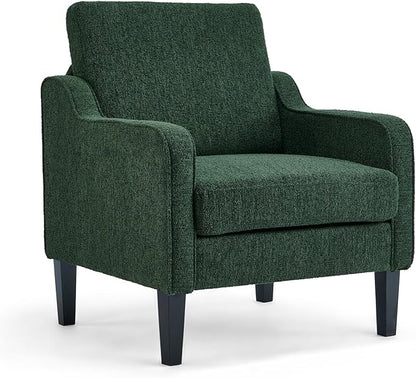 VINGLI Accent Chair for Living Room Chairs Reading Chair for Bedroom Chair Scooped Arm Chair Mid Century Modern Accent Chairs Upholstered Comfy Chair for Apartment, Waiting Room (1, Dark Green)