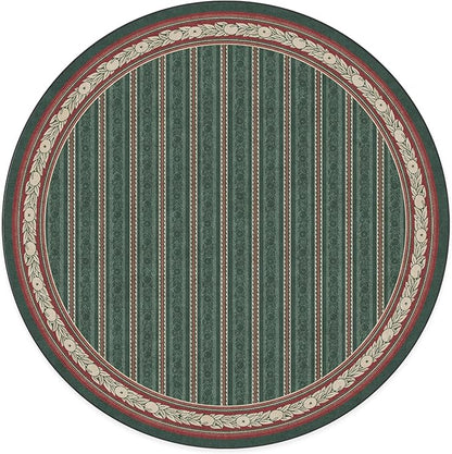 RUGGABLE x Morris & Co Machine Washable Area Rug – Fruit Stripe Spruce Green 6 ft Round, Stain-Resistant, Non-Slip – Medium Rugs for Living Room, Bedroom, Hallway, Entryway & Office–with Standard Pad
