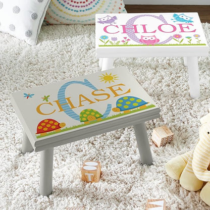 Let’s Make Memories Personalized My Own Name Step Stool - Children’s Step Stool - Sturdy Wood – Non-Toxic Paint, Sealer - Sports Design - Espresso - 14’Wx9.25”Lx8.75”H - Ages 3+