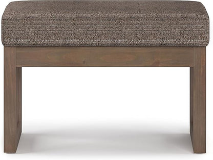 SIMPLIHOME Milltown 27 inch Wide Contemporary Rectangle Footstool Ottoman Bench in Mink Brown Tweed Look Fabric, Assembled, for the Living Room and Bedroom