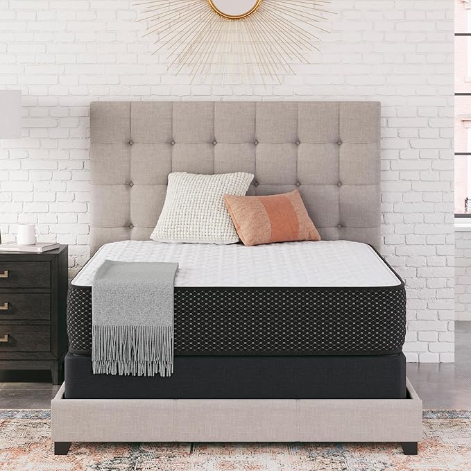 Signature Design by Ashley Limited Edition Firm 12 Inch Hybrid Mattress with Gel Memory Foam and Edge Support for Cool Sleep and Pressure Relief, California King, Fiberglass Free, Mattress In A Box
