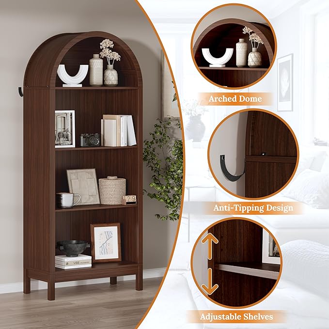 Shoe Cabinet, 70" Tall Arched Shoe Rack with 3 Adjustable Shelves, 7-Tier Large Freestanding Shoe Storage Organizer for Entryway, Closet, Hallway, Living Room