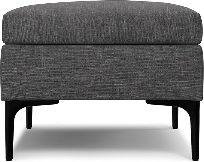 SIMPLIHOME Rebecca 36 inch Wide Mid Century Rectangular Coffee Table Storage Ottoman with Lift Up Lid in Slate Grey Polyester Linen Look, Assembled, for The Living Room, Entryway and Family Room