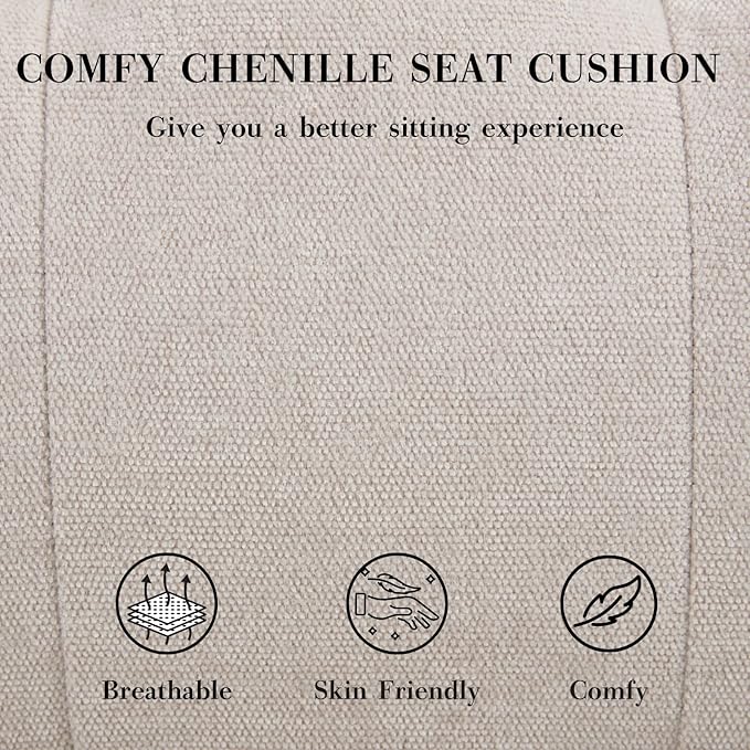 HEAH-YO Accent Chair Set of 1,Modern Vintage Living Room Chair for Bedroom with Button Tufted Back and Wood Legs,Upholstered Comfy Reading Chair for Makeup Vanity Cafe,Chenille Beige