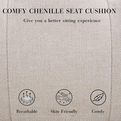 HEAH-YO Accent Chair Set of 1,Modern Vintage Living Room Chair for Bedroom with Button Tufted Back and Wood Legs,Upholstered Comfy Reading Chair for Makeup Vanity Cafe,Chenille Beige