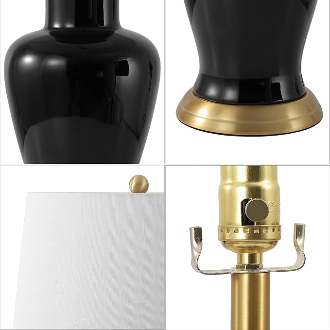 JONATHAN Y JYL4026F Julian 29" Traditional Classic Ceramic Urn LED Table Lamp, Black for Bedroom, Living Room, Kitchen, Home Office, Kids Room