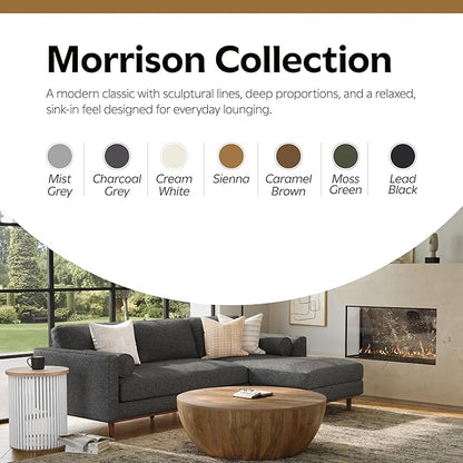 SIMPLIHOME Morrison Right Sectional Sofa in Woven-Blend Recycled Polyester Fabric, Charcoal Grey, 102-inches Wide, L-Shaped Couch with Right Chaise for the Living Room and Family Room