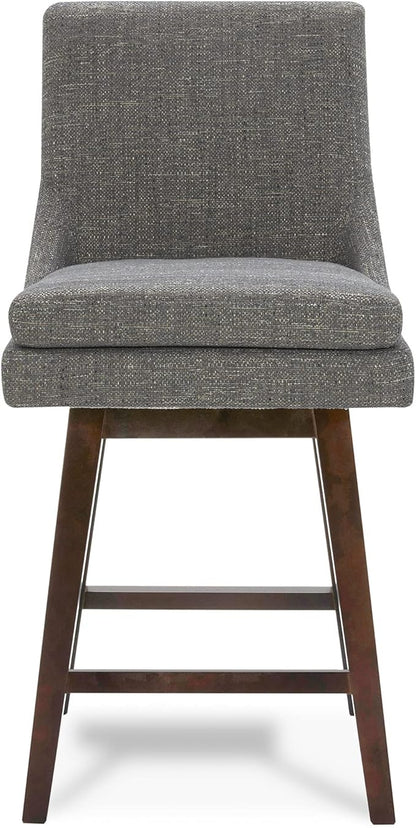CHITA Counter Height Swivel Barstool, FSC Certified Upholstered Bar Stool, 26.8" H Seat Height, Fabric in Fog