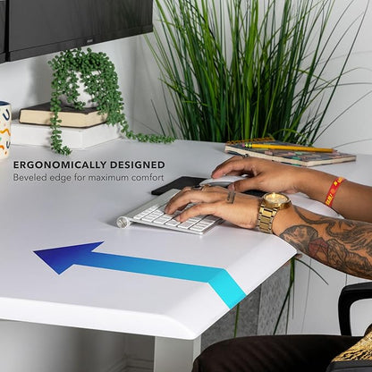 Mount-It! 60" Electric Standing Desk – White Adjustable Height Sit Stand Desk with One-Piece Desktop, Memory Presets, Ergonomic Beveled Edge, White Frame & White Top
