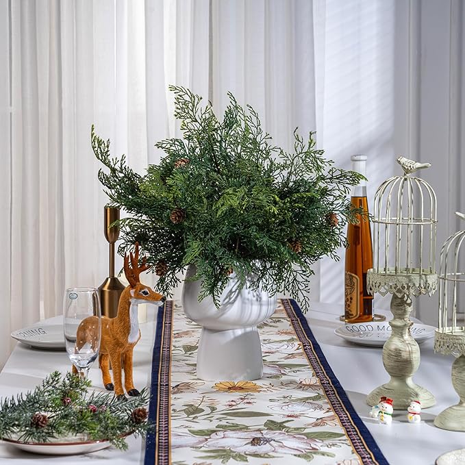 10PCS Artificial Pine Tree Branches, Green Pine Stem Real Touch Fake Greenery Green Plants Pine Needles DIY Accessories for Wreath Christmas and Home Garden Decor